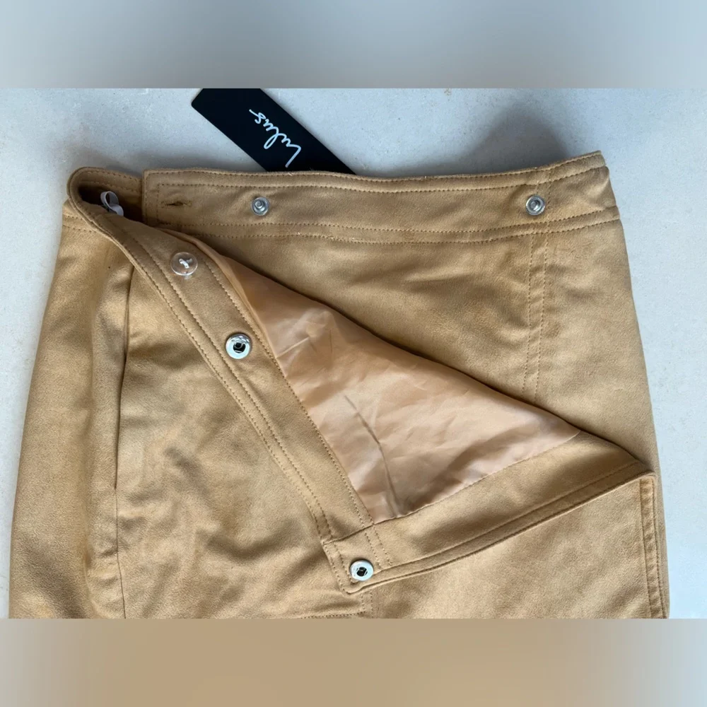 Lulus Let’s Wrap It Up Tan Suede Wrap Mini Skirt | Tan | Women’s XS - Picture 11 of 14